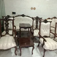 مبل کلاسیک چپندر 7 نفره با میز عسلی حراجی واقعی