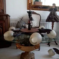 لوستر  ۶ شاخه چوبی با حباب نوری زیر .|لوستر و چراغ آویز|چالوس, |دیوار