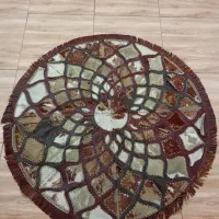 فرش چرم گاوی دست دوز و پوست بزی