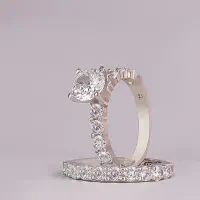 انگشتر حلقه و پشت حلقه جواهر تمام نقره تکتاش نشون|بدلیجات|تبریز, |دیوار