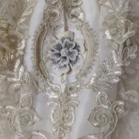 پرده پذیرایی فلت حریر ترک شاین دار گل مروارید کوب|پرده، رانر، رومیزی|قم, کیوانفر|دیوار