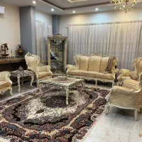 مبل سلطنتی کرم رنگ + بوفه سلطنتی + میز جلو مبلی