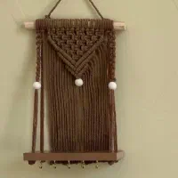 جاکلیدی شلف دار مکرومه|کتابخانه، شلف، قفسههای دیواری|آران و بیدگل, |دیوار