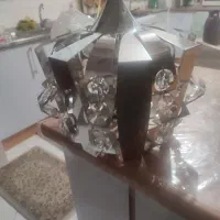 لوستر استیل گرد همراه با کریستال