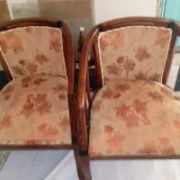 مبل راحتی 7نفره در حد نو پارچه ای چوبی
