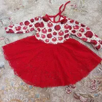 لباس یلدایی نو و پوتین بچگانه سایز26