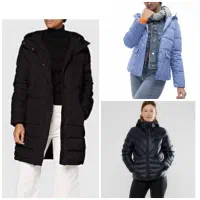 سه عدد کاپشن برند تمام پر مشکی و ابی بلند و کوتاه