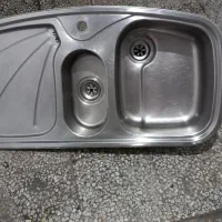 سینک دوقلو استیل|آب‌چکان و نظم‌دهنده ظروف|لنگرود, |دیوار