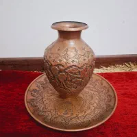 سینی مسی و گلدان مسی قلم قدمتدار|کلکسیون اشیاء عتیقه|تهران, والفجر (افسریه)|دیوار