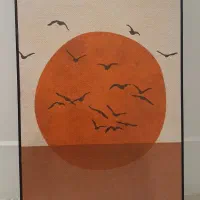 تابلو چاپی مینیمال / طرح غروب و پرندگان