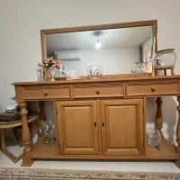 کنسول و آینه رنگ چوب کاملا نو