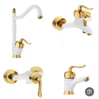 ست ۴ عددی شیر اهرمی سفید طلایی