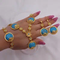 نیم ست عقیق آبکاری طلا