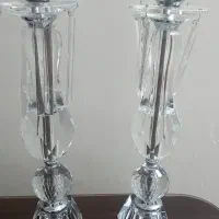 ۲ عدد شمعدان کریستالی و جاکفشی و ساعت دیواری