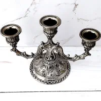 شمعدان سیلورپلیت منقش سه شاخه (جاشمعی سیلور پلیت)|صنایع دستی و سایر لوازم تزئینی|تهران, قیطریه|دیوار