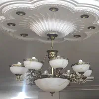 لوستر سنگی در حد نو با چراغ خواب مثل خودش