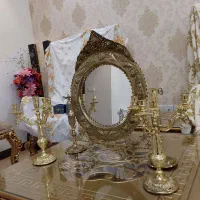 آیینه و شمعدان برنجی قدیمی|صنایع دستی و سایر لوازم تزئینی|تهران, تهرانپارس غربی|دیوار