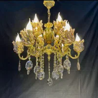 لوستر ۱۲ شعله تمام برنجی (برنز)