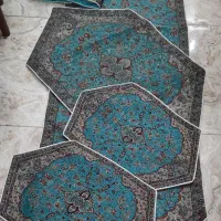 رومیزی ترمه فیروزه ای