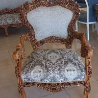 مبل استیل طرح گل ریز  چوب گردو