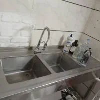 سینک صنعتی دو لگن با کلیه متعلقات