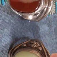 جفت انگشتر عقیق سلیمانی و شرف الشمس نقره سیلندری|جواهرات|خمین, |دیوار