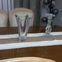 شمعدونی کریستال با گلدان