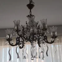 لوستر برنزی ۵ شاخه ۱۰ لامپ|لوستر و چراغ آویز|سهند, |دیوار