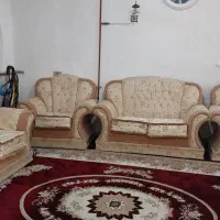 مبل هفت نفر پارچهای بدنه چوبی|مبلمان خانگی و میز عسلی|دوگنبدان, |دیوار