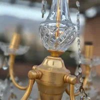 لوستر برونزی کریستال چک ۳ عدد|لوستر و چراغ آویز|تهران, محمودیه|دیوار