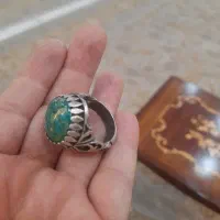 دو عدد انگشتر مردانه نقره  فیروزه اصل