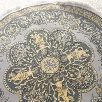 یک عدد فرش گرد خاکستری زرد نو