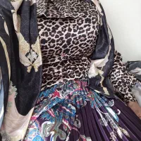 دامن ساتن. شومیز پلنگی ساتن