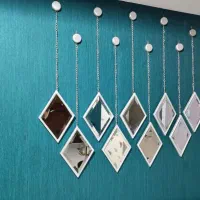 آینه دکوراتیو ۹عددی لوزی چوبی|آینه|تهران, شهرک چیتگر|دیوار