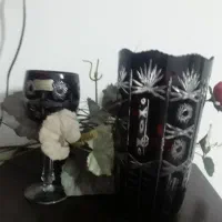 گلدان چک بوهیما درظروف بلور قدیمی