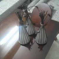 لوستر سه شاخه چوبی آویز