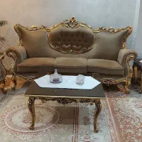 مبلمان ۷ نفره نیمه استیل ورق طلا|مبلمان خانگی و میز عسلی|ری, شهادت|دیوار