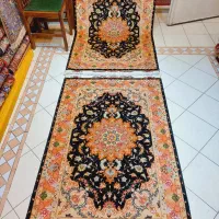 جفت زرع ونیم تبریز گل ابریشم زمینه مشکی ۵۰رج|فرش|تهران, امام خمینی|دیوار
