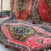 فرشچه سنتی طرح عشایری ترنج دار|گلیم، جاجیم، گبه|رشت, حمیدیان|دیوار