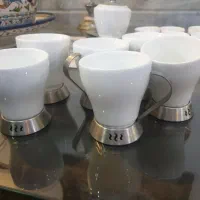 یک دست استکان دستگیره دار استیل پینترستی
