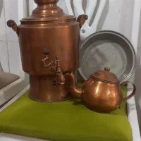 سماور و قوری و ماهیتابه مسی زنجان|کلکسیون اشیاء عتیقه|قم, شاه ابراهیم|دیوار