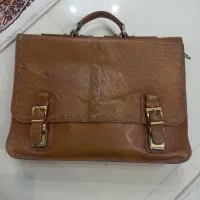 کیف اداری چرم طبیعی گاوی قهوه ای تک چرم