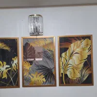 تابلو سه تیکه با قاب طلایی
