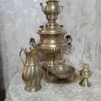 سماورذغالی برنجی بامهرروس آنتیک ودکوری