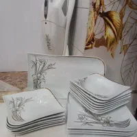 سرویس چینی 18 نفره گل برجسته نیلوفری