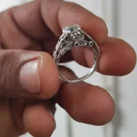 انگشتر زنانه نقره دست‌ساز بانگین الماس روس اصل