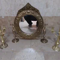 آیینه و شمعدان برنجی قدیمی|صنایع دستی و سایر لوازم تزئینی|تهران, تهرانپارس غربی|دیوار