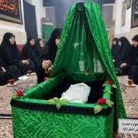 پارچه گهواره علی اصغر ع سبز سیدی نوشته دار