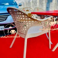 میز و صندلی پلاستیکی مدل مهد حصیری پایه فلزی فایبر