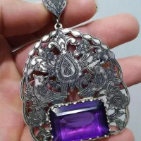 گردنبند نقره قلم زنی شده دست ساز اصفهان